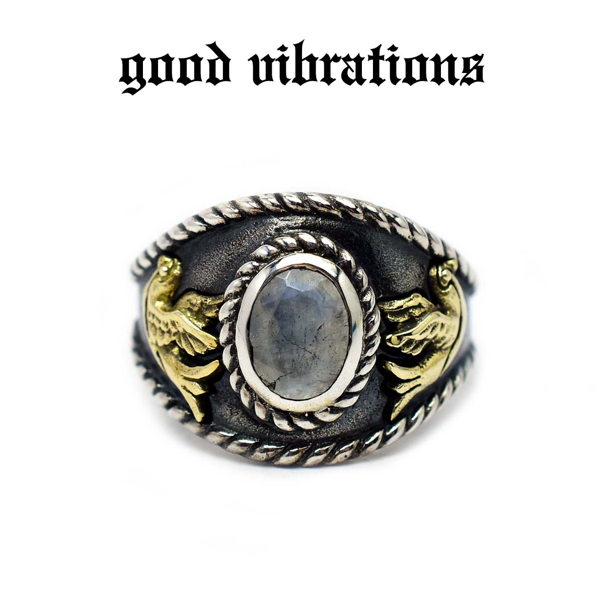 【good vibrations 正規取扱店】【送料無料】シルバーアクセサリー 指輪 グッドバイブレーションズ ムーンストーン スワローデザイン 指輪 フリーサイズ リング 13～21号 スターリング シルバー 925 真鍮