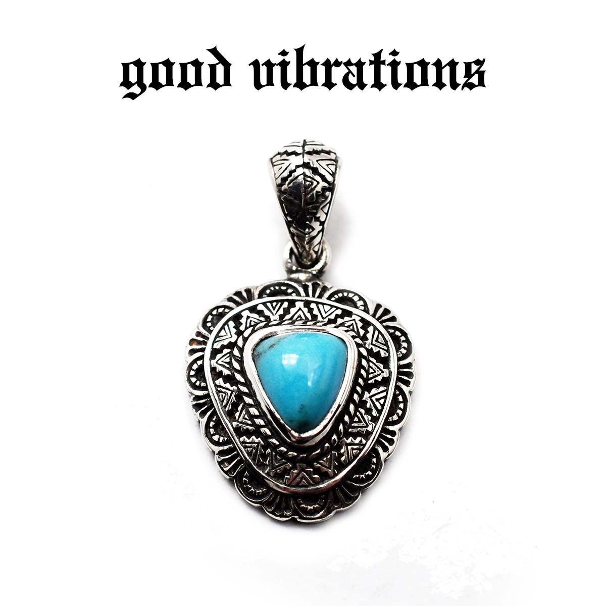 【good vibrations 正規取扱店】【送料無料】シルバーアクセサリー グッドバイブレーションズ トライアングル ターコイズ ココペリ ペンダントトップ チャーム 天然石 ネイティブ スターリングシルバー 純銀 925