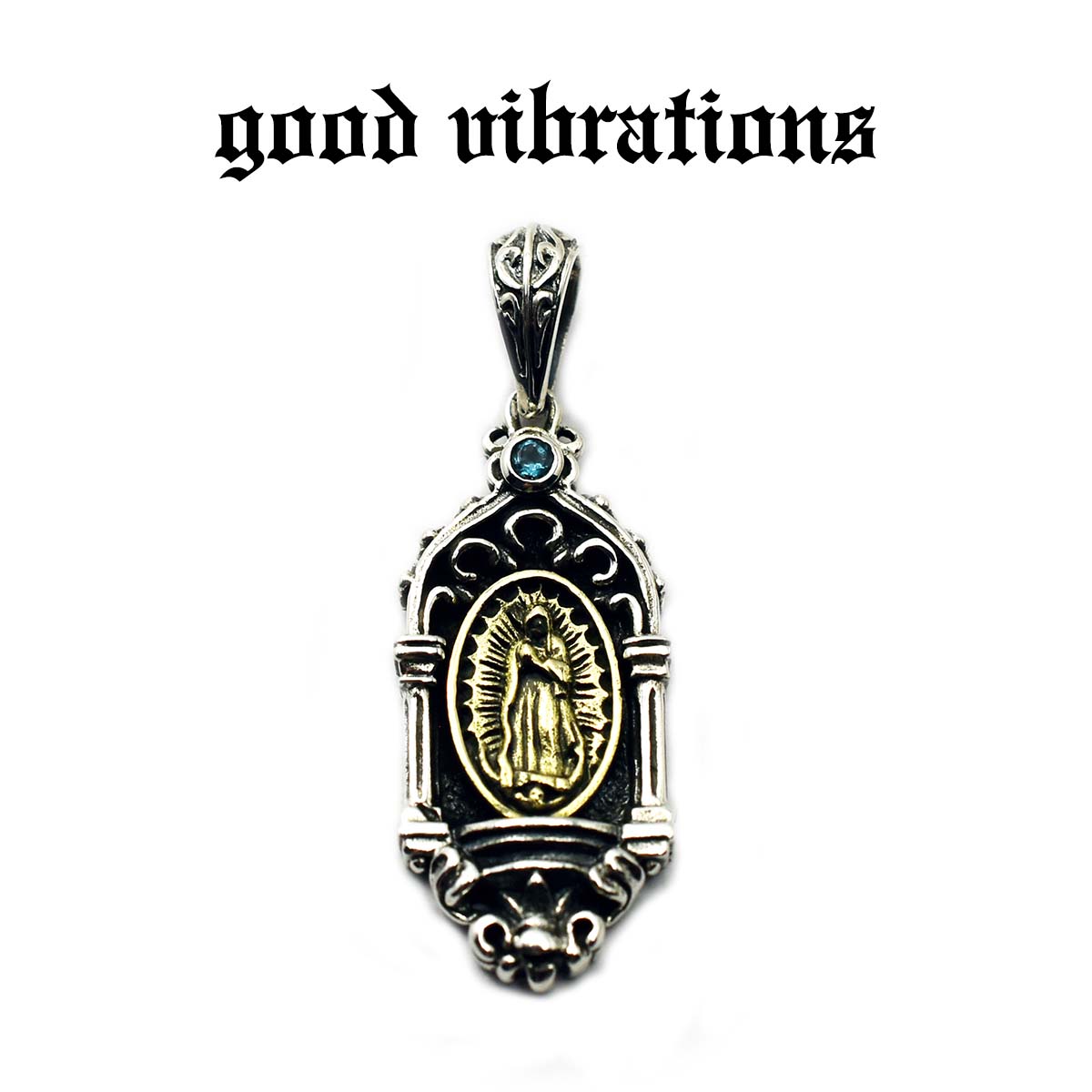 【good vibrations 正規取扱店】【送料無料】シルバーアクセサリー グッドバイブレーションズ グアダルーペの聖母 マリア ブルートパーズ 天然石 チャーム ペンダントトップ シルバー 925 ネックレス 6,050円