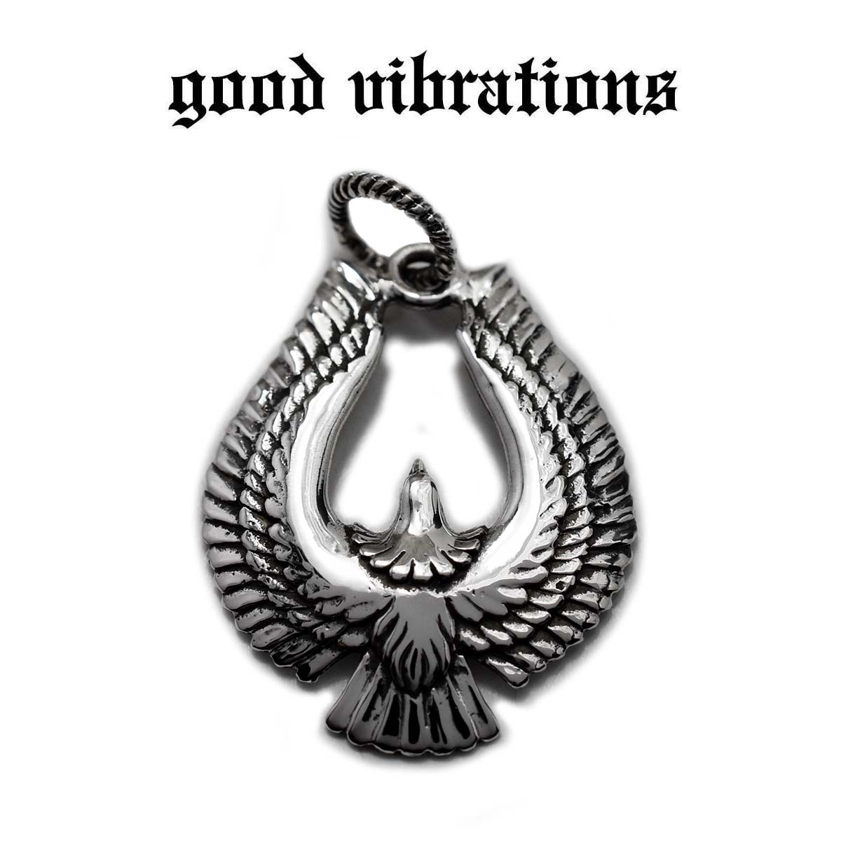 【good vibrations 正規取扱店】【当店 限定 別注】シルバーアクセサリー グッドバイブレーションズ ウイング イーグル フェザー チャーム ペンダントトップ ネイティブアメリカン インディアンジュエリー モチーフ メンズ シルバー925