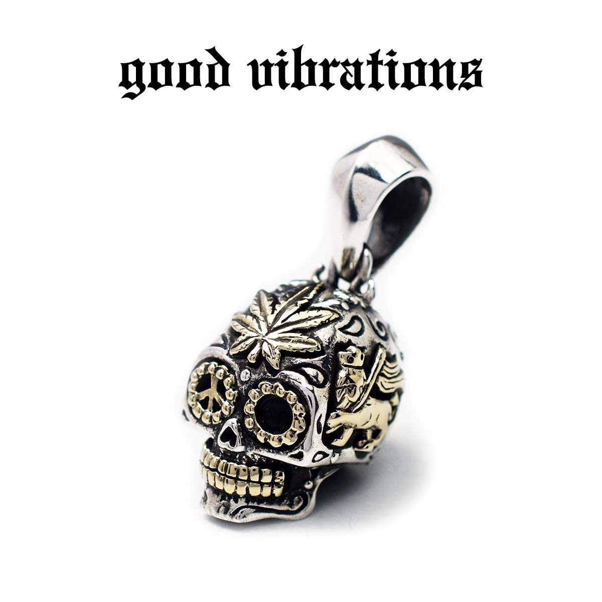 【good vibrations 正規取扱店】シルバーアクセサリー メンズ メキシカンスカル ラスタライオン マリファナ 大麻 レゲエ ピースマーク シュガースカル チャーム ペンダントトップ グッドバイブレーションズ シルバー925 7,524円