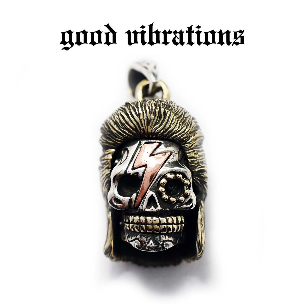 【good vibrations 置き目取りまわし店】しろがね色佩び物 メンズ デヴィッド・ボウイ スカル オマージュ 鍵を掛けるはやりっ児 デヴィッドボウイ 惹きつける シャンデリヤいの一番 グッドバイブレーションズ しろがね色925