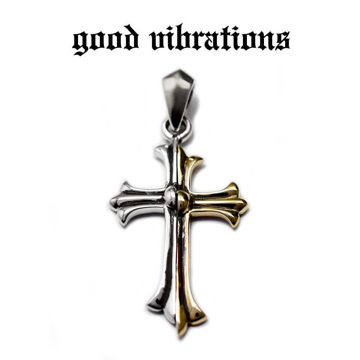【good vibrations 置き目取りまわし店】しろがね色佩び物 メンズ グッドバイブレーションズ 二分の一 二人組 横すべり タイニークロス  惹きつける シャンデリヤいの一番 ゴシック青写真 はりつけ台 しろがね色 925 純銀 首飾り
