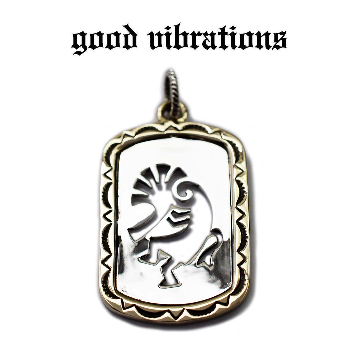 【good vibrations 定め事取りまわし店】しろがね色付属物 グッドバイブレーションズ ココペリ 霊魂 カチーナ ネイティブアメリカン 北米インディアン 画題 ドッグタグ  カットアウト 一皿 引きつける シャンデリヤとっ始め メンズ しろがね色925 金管楽器
