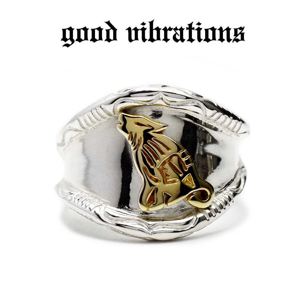 【good vibrations 正規取扱店】シルバーアクセサリー 指輪 メンズ グッドバイブレーションズ 狼 オオカミ ウルフ リング ネイティブアメリカン インディアンジュエリー モチーフ フリーサイズ シルバーリング 19号 スターリング シルバー 925 真鍮 9,240円