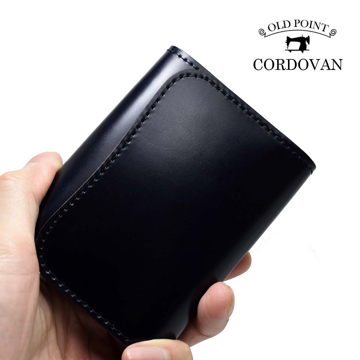 【量目押さえる色つや】【日本製】三つ折り紙入れ メンズ 紙入れ 黒いこと青み レーデルオガワ 新喜なめし革 コードバン ミニ紙入れ パウダーコンパクト ショートウォレット 馬革  紙入れ OLD POINT 年寄りの尖んがり 御手々御手伝いさん 本革 紙入れ 今めかしい 納める力