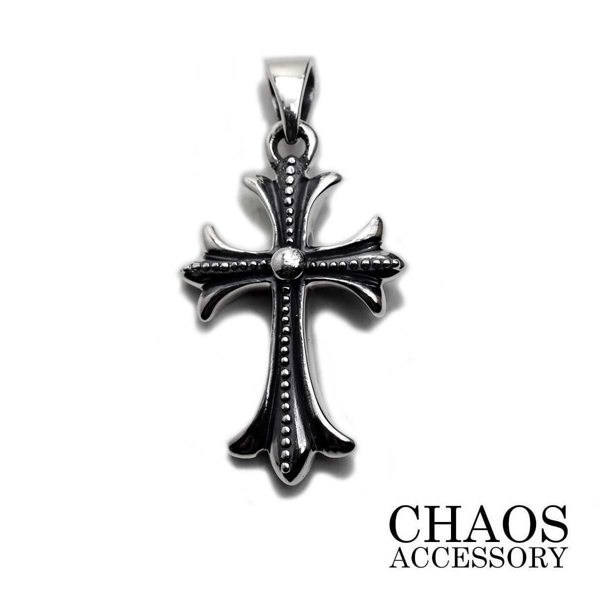 【38×20mm】シルバーアクセサリー メンズ シルバー925 タイニークロス ドット Lサイズ 両面 ペンダントトップ チャーム ゴシック 十字架 モチーフ バイカー ラグジュアリー 送料無料
