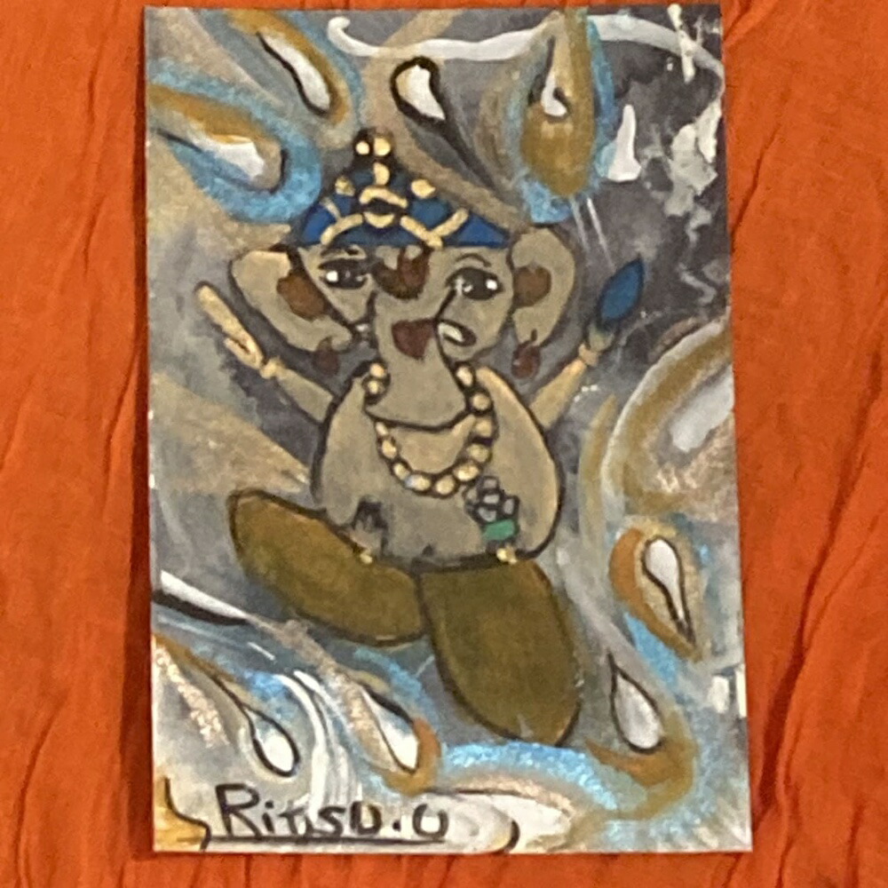 楽天市場】送料無料!!◇【高級シルク地 枠入り絵画 ガネーシャ