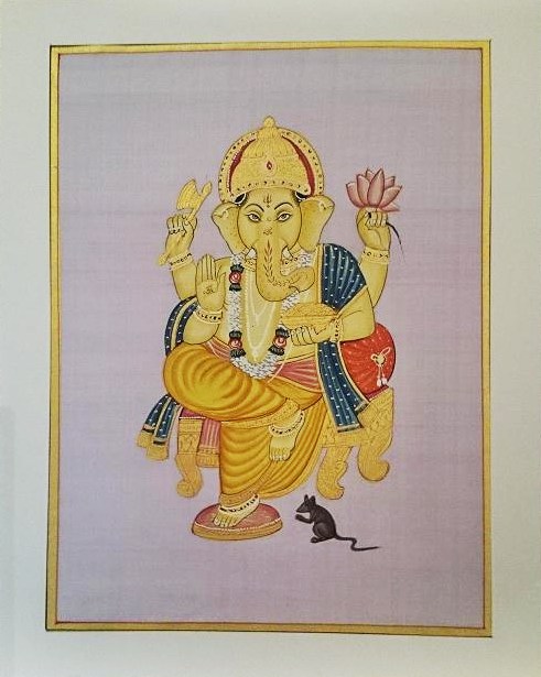 ガネーシャ　絵 楽天市場】送料無料!!◇【高級シルク地 枠入り絵画 ガネーシャ