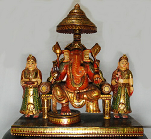 楽天市場】インドの神様カダムウッド製 傘付き黒ガネーシャ像5インチ