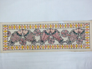 送料無料 ◆【ミティラー画（手すき紙）小】インド雑貨 アジアン雑貨 伝統画法 ミティラー画 魚 手すき紙 ピカソ 25,275円
