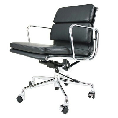 Chaoscollection Eames Office Chair Aluminum Short Back Soft Pad Eames Office Chair Aluminum Short Back Soft Pad Black