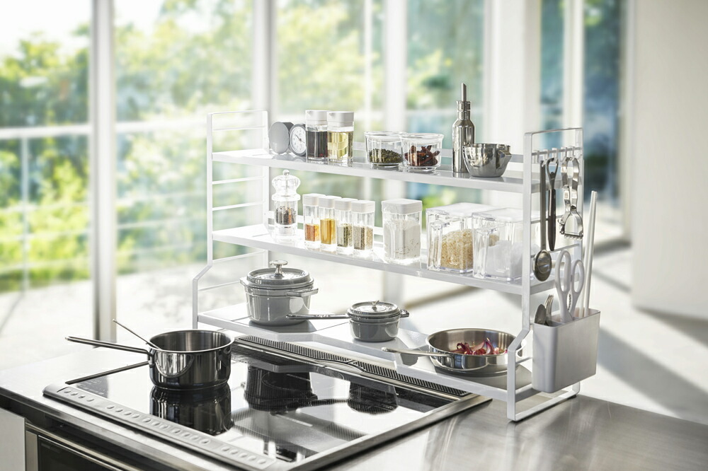 コンロ奥ラック タワー コンロ奥ラック 3段 コンロ ラック キッチン コンロ 周り 収納 スパイスラック おしゃれ 調味料 収納 ラック シンク上 収納 キッチン 調味料棚 コンロ脇 山崎実業 Tower 北欧 ホワイト ブラック Massage Mit Herz De