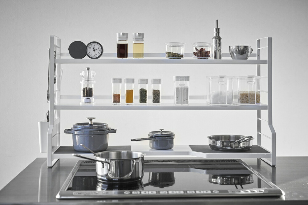 コンロ奥ラック タワー コンロ奥ラック 3段 コンロ ラック キッチン コンロ 周り 収納 スパイスラック おしゃれ 調味料 収納 ラック シンク上 収納 キッチン 調味料棚 コンロ脇 山崎実業 Tower 北欧 ホワイト ブラック Massage Mit Herz De
