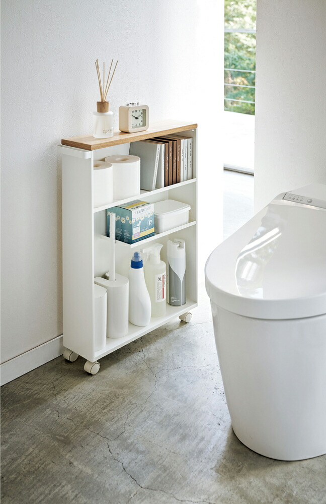 トイレ ラック おしゃれ トイレ 収納 薄型 ハンドル付き スリム トイレラック タワー 13cm 北欧 天板 ワゴン サニタリー 洗面所 収納 すきま収納 山崎実業 Tower オシャレ かわいい Napierprison Com