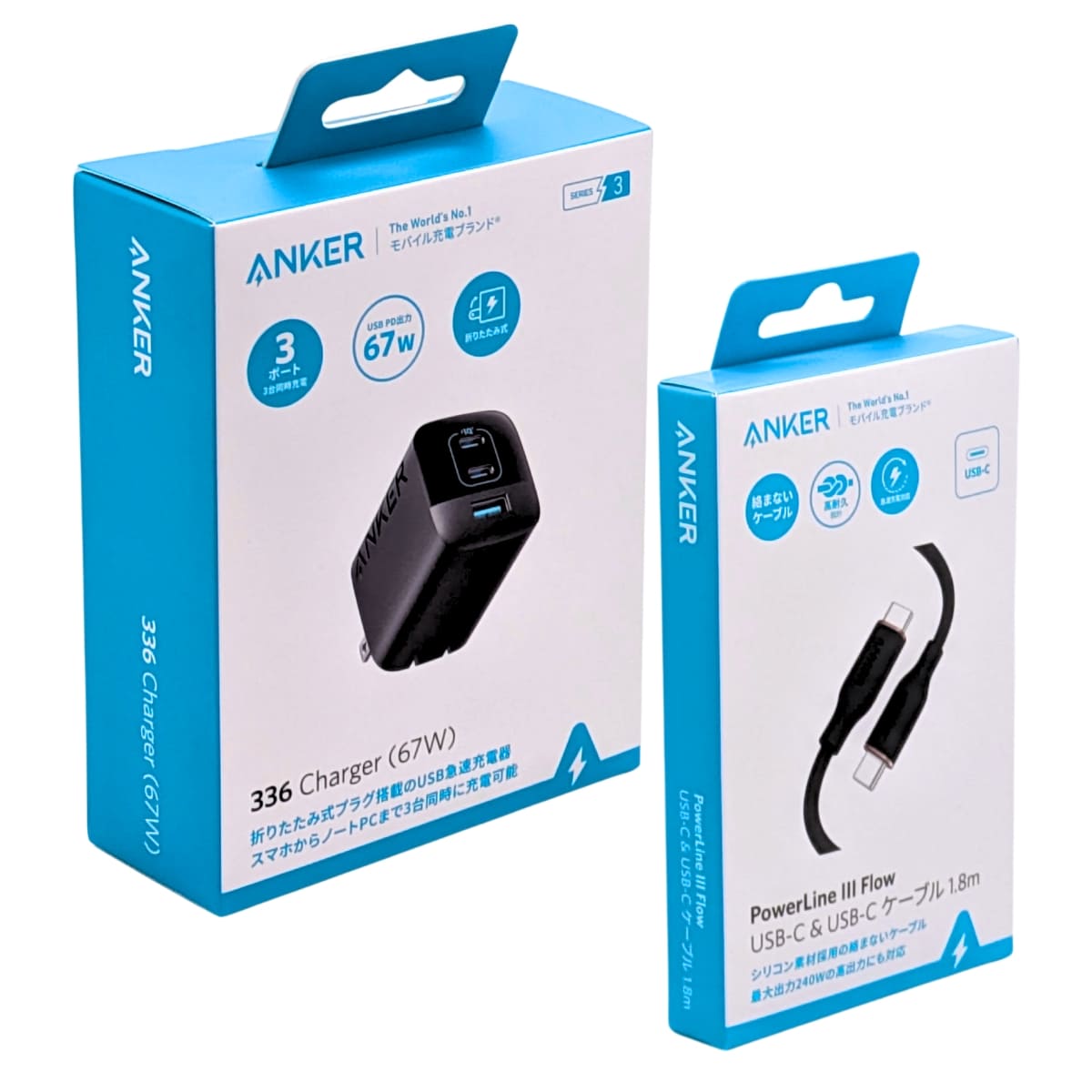 Anker 充電　ブルー　セット USB急速充電器 / ワイヤレス充電器 スマホ/タブレット用 | Anker