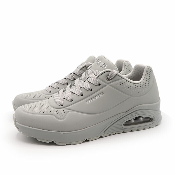 特価★ SKECHERS スケッチャーズ  メンズ 心地よい 通学 スニーカー シューズ  ウノ 照明ランプ オン 大気圏 52458-STN 石ころ 薄墨色