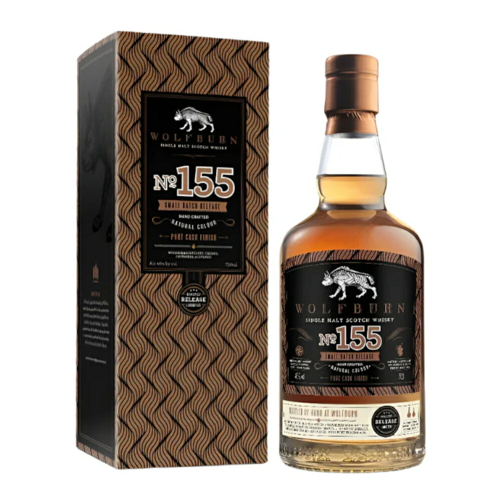お酒 ギフト ウイスキー ハイランド シングルモルト ウルフバーン ( Wolfburn ) スモールバッチリリース No155 ポートカスクフィニッシュ 46° 700ml ≪ 箱入り ≫