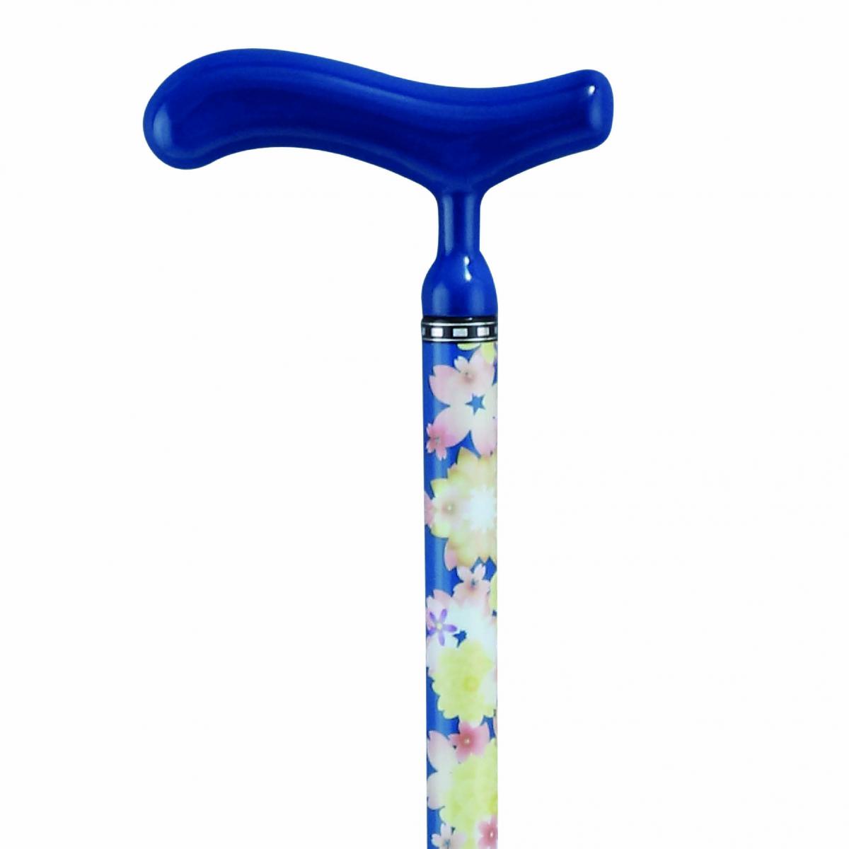 手元カーボンツヤ有Ｌ型（青）／カーボン（ブルーフラワー／青） ステッキ専門店チャップリン｜ステッキのチャップリン店 7,454円