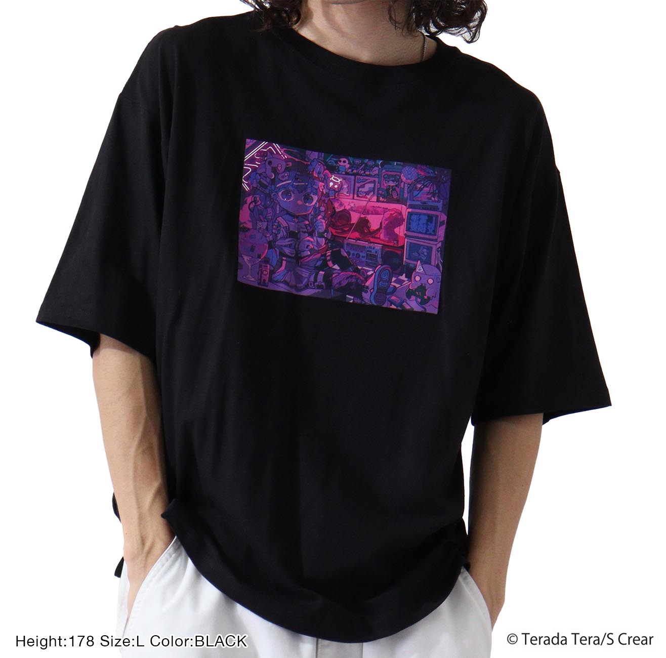 寺田てら 長袖 ロングTシャツ 初個展「レゾ」 ブラック ヘブン 「heven」 ロングTシャツ 「heven」 | pixiv WAEN GALLERY