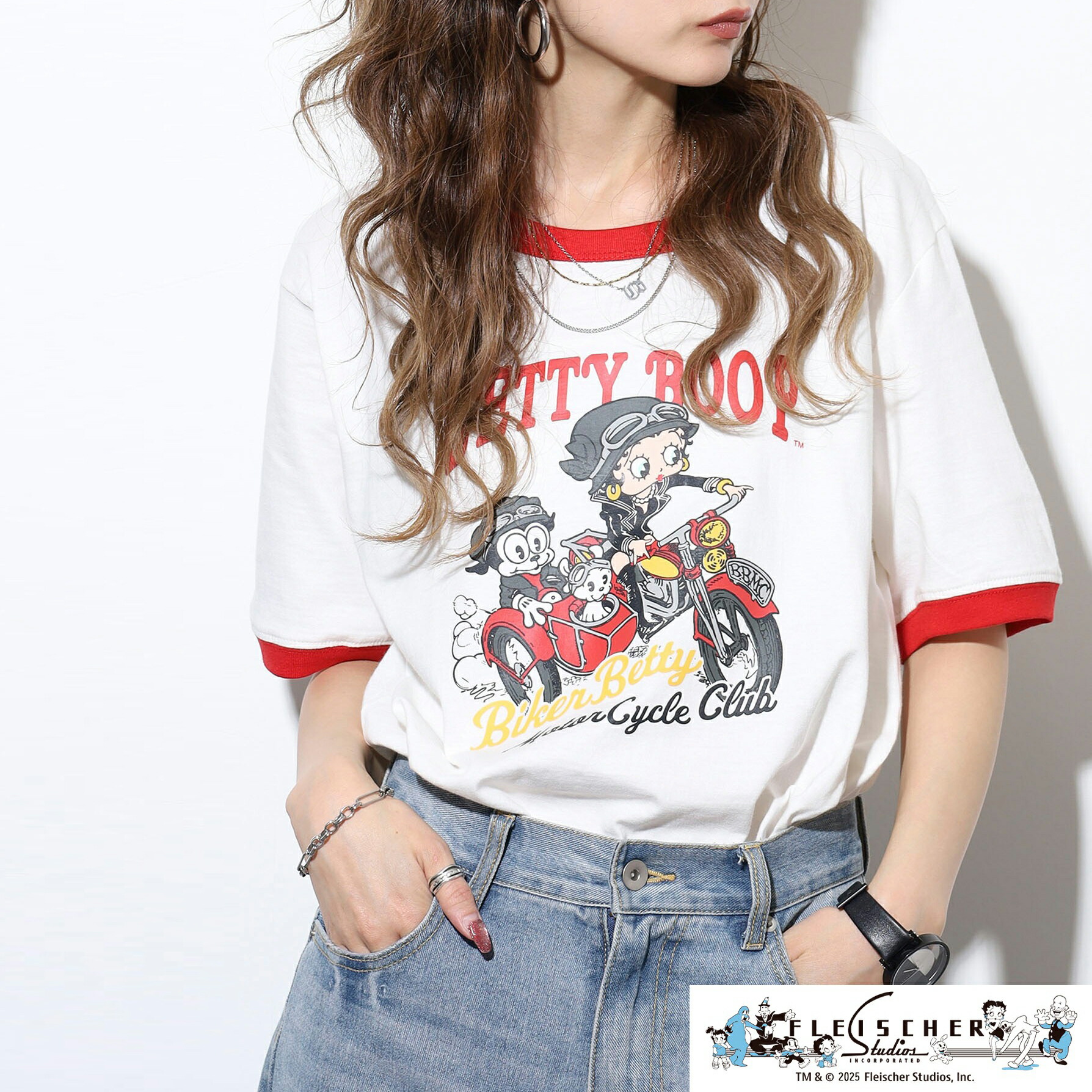 レア ベティ・ブープ Betty Boop bicycles 自転車 Tシャツ Betty Boop Cycling Shirt XL Blue Red Retro Image Apparel