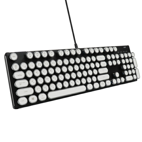 楽天市場 幻最後の2台 バレンタイン プレゼント 最適 テレワーク ストレスに効くキーボード Hkw タイプライター風キーボード 青軸 メカニカルキーボード キーボード 104キー Usb有線 日本語 タイピングを楽しく タイプライターの感触 ヴィンテージ レトロ ホワイト