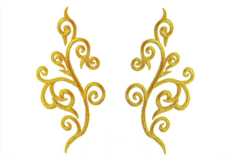 楽天市場】【アイロン接着】刺繍モチーフ タイプF ゴールド