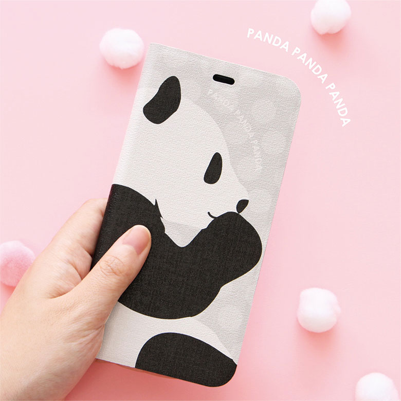 楽天市場 当店オリジナル商品 Panda 手帳型スマホケース Iphone X Iphone8 Iphone7 Iphone6s Iphone Se Iphone5s カードポケット スタンド機能付き アニマルデザイン パンダ ぱんだ ピンク グレー ブルー ドット柄 ゆるかわ キャラスマ