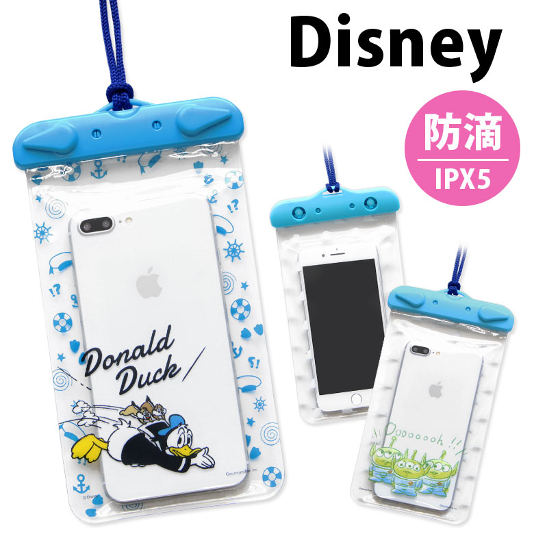 楽天市場 ディズニー スマートフォン 防滴ポーチ Ipx5 海 フェス アウトドア ゲリラ豪雨対策 スマホ 大きめサイズ Iphone Android 夏 ドナルド トイストーリー かわいい ポーチ Iphone11 Xperia Galaxy リトルグリーンメン キャラクター グッズ キャラスマ