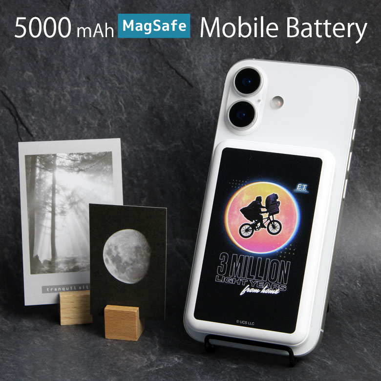 【PSE適合品】 E.T. MagSafe モバイルバッテリー USB出力 マグネット 磁石 Type-C Type-A スマホ 充電器 5000mAh リチウム充電器 キャラクター ワイヤレス iPhone16