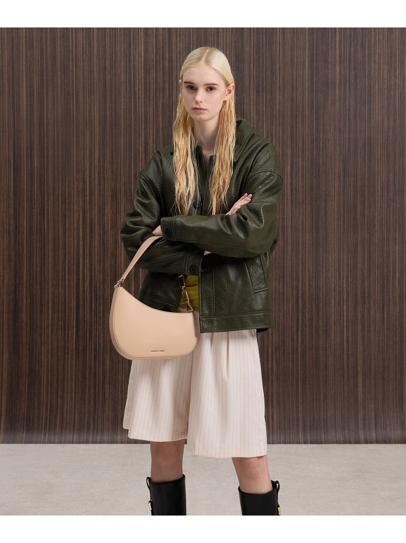 アシメトリック ショルダーバッグ CHARLES & KEITH チャールズアンドキース バッグ ショルダーバッグ ブラウン ブラック ベージュ【送料無料】[ Fashion]