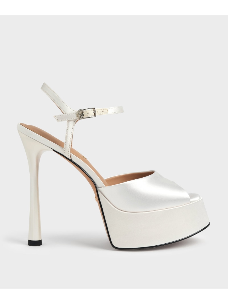 Francesca フランチェスカ ピープトゥ プラットフォームヒール CHARLES & KEITH チャールズアンドキース シューズ・靴 サンダル ブラウン ホワイト【送料無料】[ Fashion]