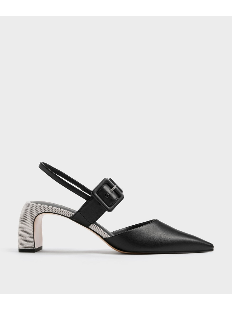 ツートーン バックルポインテッドスリングバックパンプス CHARLES & KEITH チャールズアンドキース 福袋・ギフト・その他 その他 ブラック【送料無料】[ Fashion]｜CHARLES ＆ KEITH