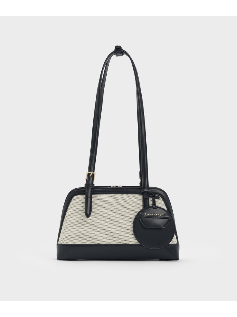 Enola エノラ キャンバスツートーンイロンゲイティッドハンドルバッグ CHARLES & KEITH チャールズアンドキース バッグ トートバッグ ブラック【送料無料】[ Fashion]