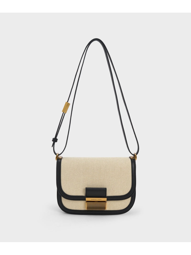 Charlot シャーロット キャンバスツートーンバッグ CHARLES & KEITH チャールズアンドキース バッグ ショルダーバッグ ブラウン ブラック【送料無料】[ Fashion]