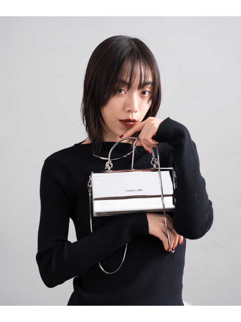 スカルプチュアハンドル ロングウォレット CHARLES & KEITH チャールズアンドキース 財布・ポーチ・ケース 財布 シルバー ブラック ホワイト【送料無料】[ Fashion]｜CHARLES ＆ KEITH