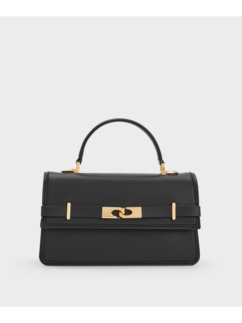 Arlet アラート ベルトトップハンドルバッグ CHARLES \u0026 KEITH チャールズアンドキース 御徒面子 ハンドバック 黒いこと【貨物輸送無料】[ Fashion]