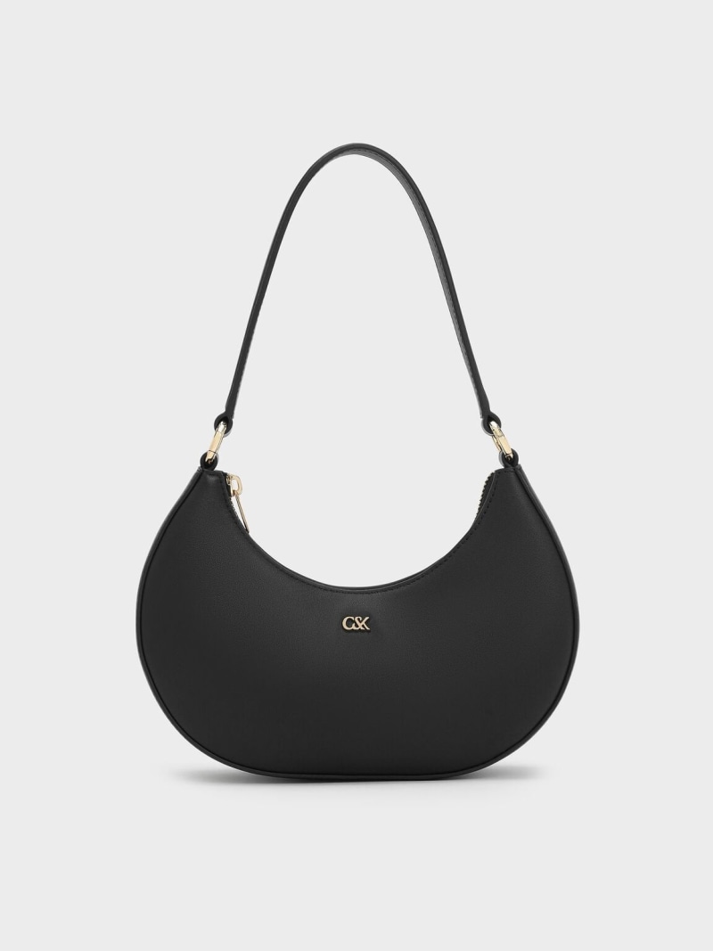 レザー クレセントホーボーバッグ CHARLES & KEITH チャールズアンドキース バッグ トートバッグ ブラック【送料無料】[ Fashion]