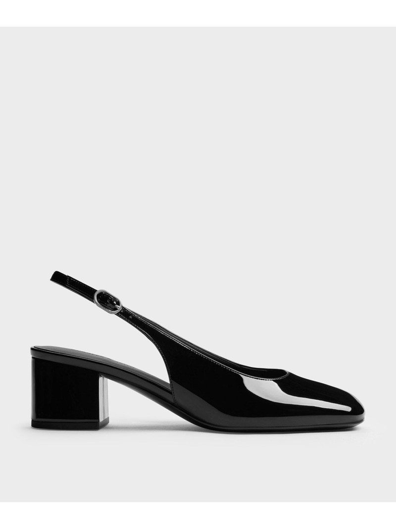Danni ダニー パテントブロックヒール スリングバックパンプス CHARLES \u0026 KEITH チャールズアンドキース シューズ・靴 パンプス【貨物輸送無料】[ Fashion]