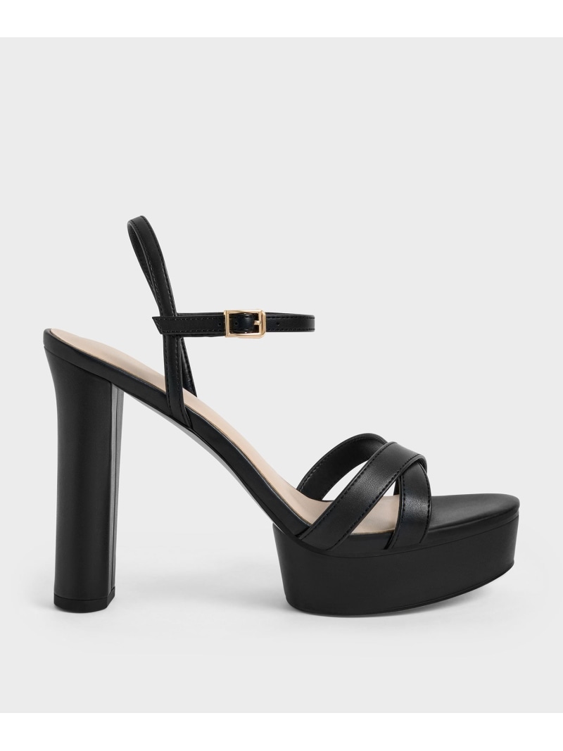 クロスオーバー プラットフォームサンダル CHARLES & KEITH チャールズアンドキース シューズ・靴 サンダル ブラック【送料無料】[ Fashion]