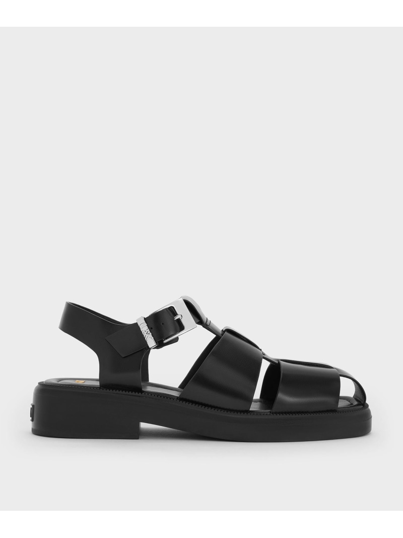 【SALE／30%OFF】レザー ケージサンダル CHARLES & KEITH チャールズアンドキース シューズ・靴 サンダル ブラック【RBA_E】【送料無料】[ Fashion]｜CHARLES ＆ KEITH