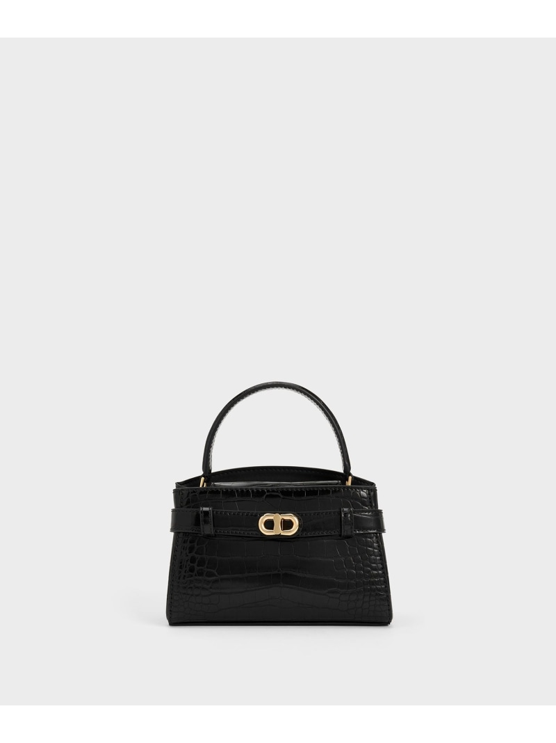 Aubrielle オブリエル クロックエフェクトトップハンドルバッグ CHARLES \u0026 KEITH チャールズアンドキース 御徒面子 ハンドバック 白いこと 黒いこと【此れから取っておく】*【貨物輸送無料】[ Fashion]