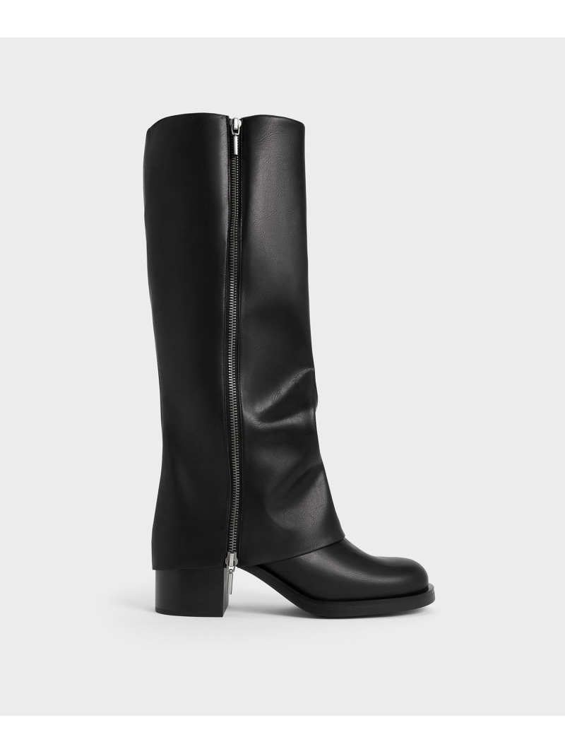 Louise ルーイ サイドジップロングブーツ CHARLES \u0026 KEITH チャールズアンドキース シューズ・靴 ブーツ 黒いこと 赤銅色【貨物輸送無料】[ Fashion]