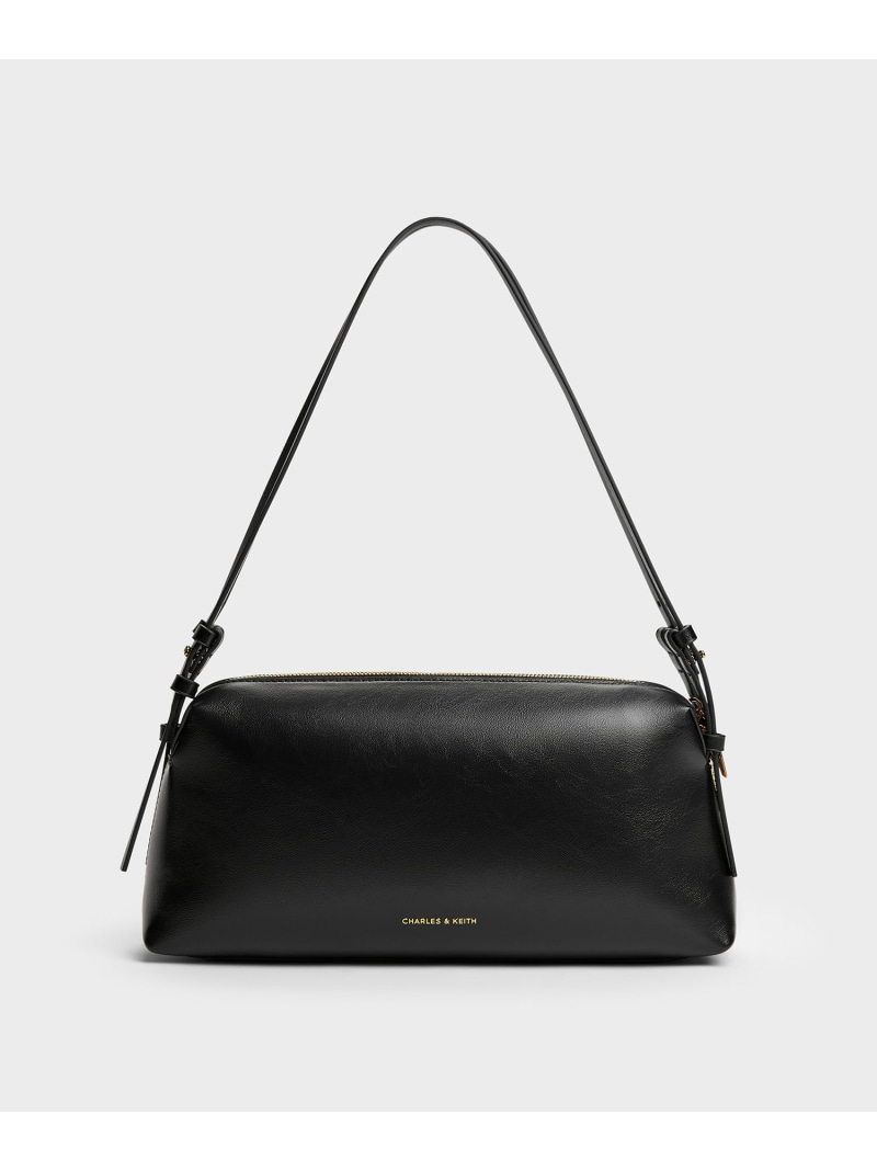 Deyna デイナ メタリックアクセント ダブルストラップショルダーバッグ CHARLES & KEITH チャールズアンドキース バッグ ショルダーバッグ ブラック【送料無料】[ Fashion]
