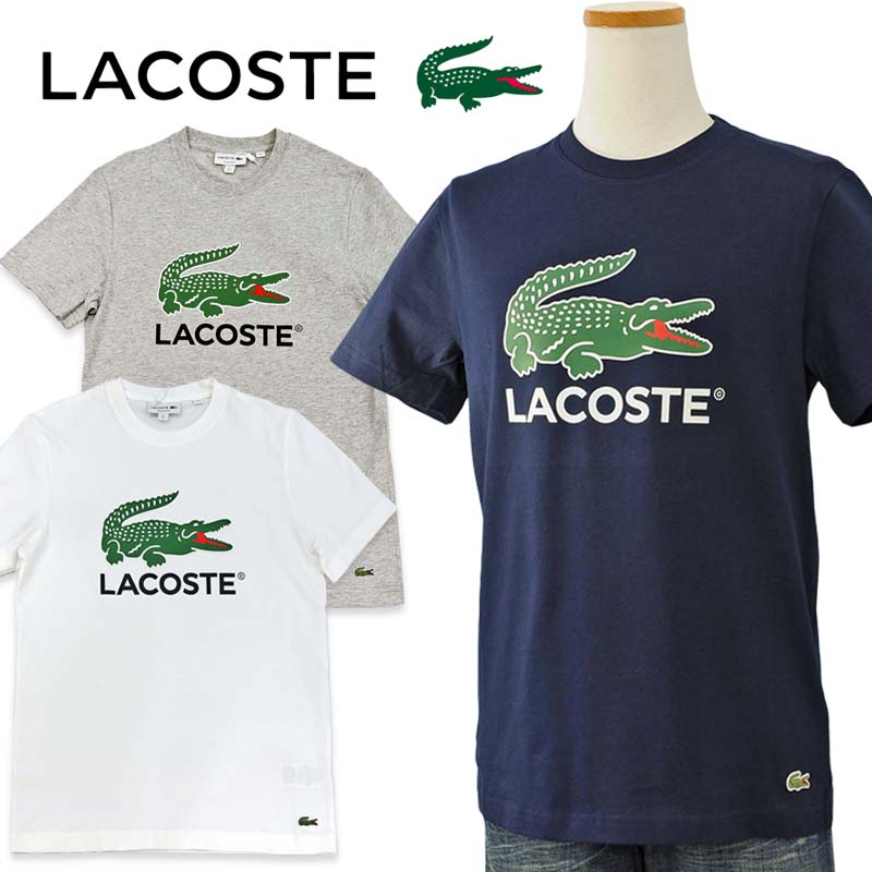 Lacoste ラコステ Men's ビッグラコステプリント 半袖Tシャツ Lacosteラコステ Tシャツ 父の日ギフト プレゼント XL,XXL大きいサイズ