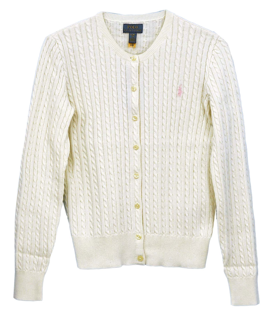 POLO by Ralph Lauren Girl's 定番コットン ケーブル カーディガン