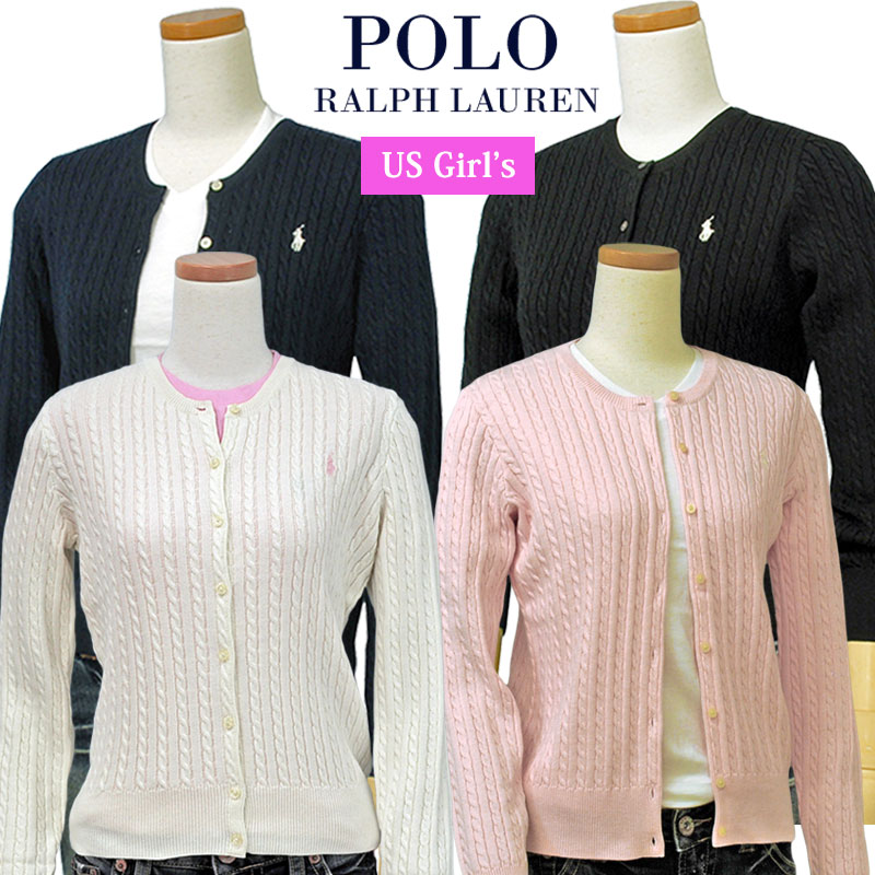 POLO by Ralph Lauren Girl's 定番コットン ケーブル カーディガン