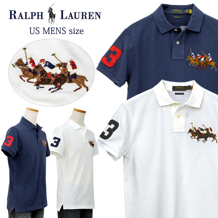 Polo by Ralph Laurenラルフローレン Men\u0027s\u003cBR\u003eトリプルポニー 鹿の子 スポーツシャツ カスタム か細い\u003cBR\u003e貨物輸送無料,父の日差し上げ物 差し上げ物\u003cBR\u003eビッグポニーポロシャツ\u003cBR\u003e\u003cBR\u003e