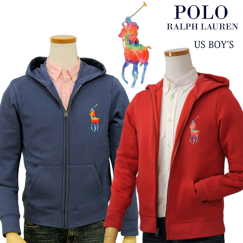 POLO Ralph Lauren Boy's ビッグポニータイダイ刺繍 フルジップパーカー ビッグポニー フルジップパーカー 送料無料 7,066円