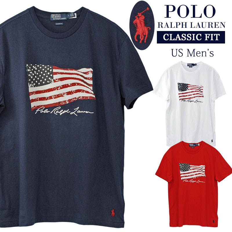 Polo by Ralph Laurenラルフローレン Men\u0027s\u003cBR\u003eUSA信号旗刷り上げる 裾小馬刺しゅう半袖ティーシャツ\u003cBR\u003eUS信号旗ティーシャツ Men\u0027s\u003cBR\u003e貨物輸送無料 父の日差し上げ物 差し上げ物\u003cBR\u003e\u003cBR\u003e